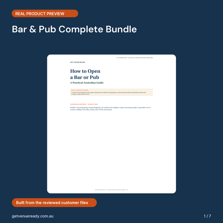 Cover preview for Bar & Pub Complete Bundle, showing a real first page from the reviewed product files.