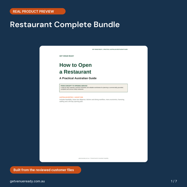 Cover preview for Restaurant Complete Bundle, showing a real first page from the reviewed product files.