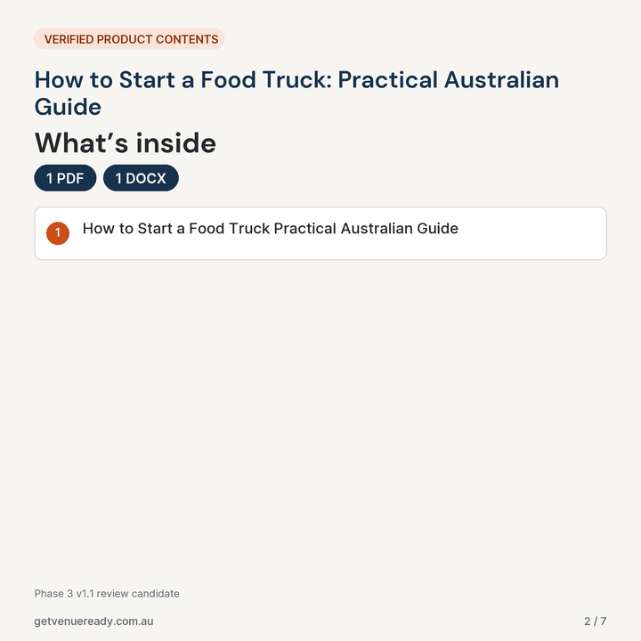Verified file contents and formats for How to Start a Food Truck: Practical Australian Guide.