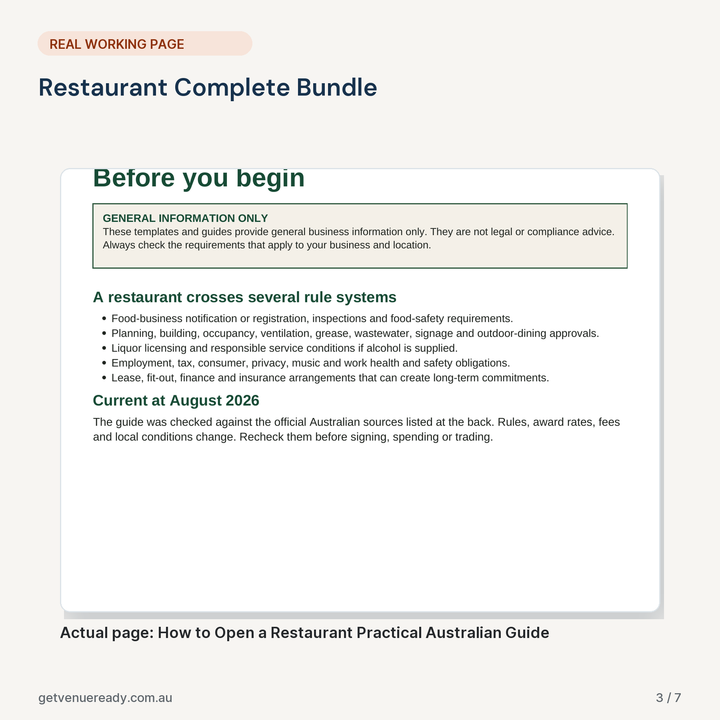 Real working page from Restaurant Complete Bundle, shown at a readable scale.