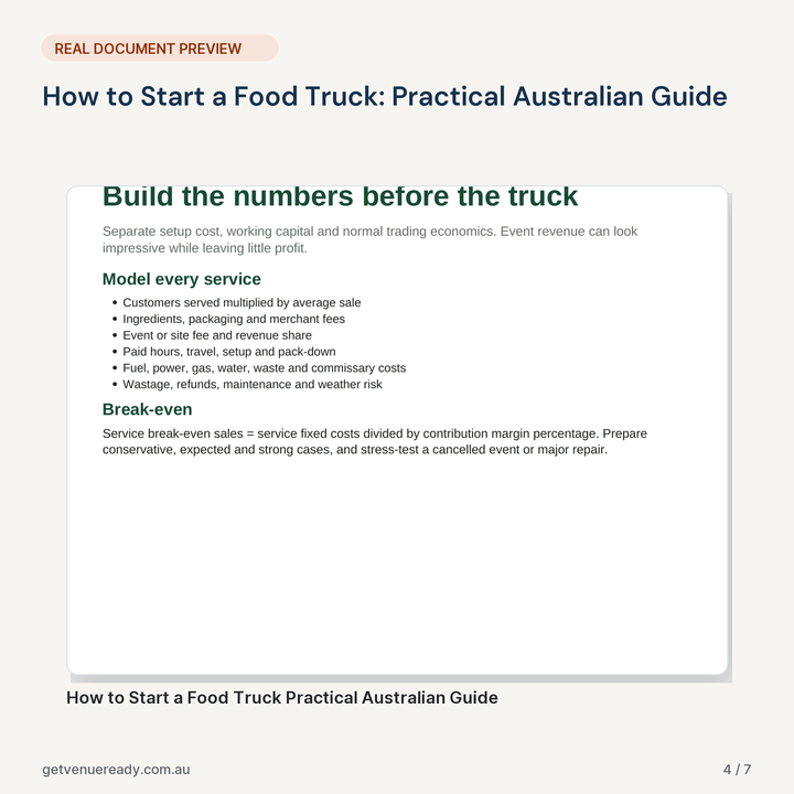Real document preview from How to Start a Food Truck: Practical Australian Guide.