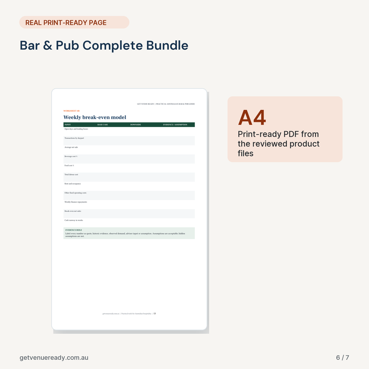 Print-ready A4 example from Bar & Pub Complete Bundle, using a real page from the reviewed files.
