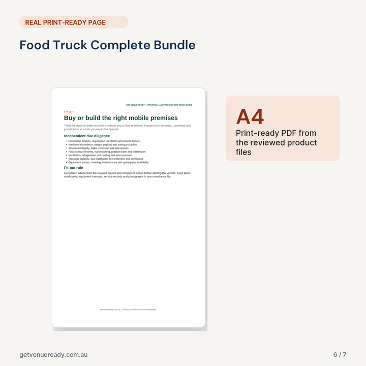 Print-ready A4 example from Food Truck Complete Bundle, using a real page from the reviewed files.