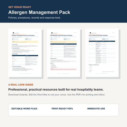 Allergen Management Pack — real templates included