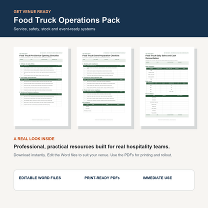 Food Truck Operations Pack — real templates included